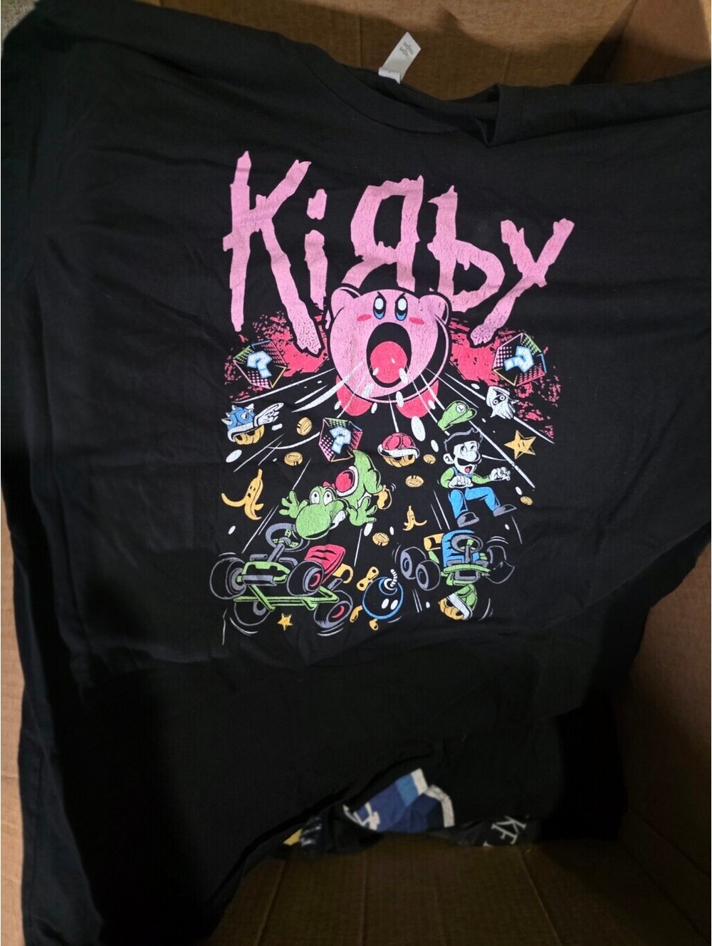 Kirby, Korn, Mario Kart themed shirt Size XL
